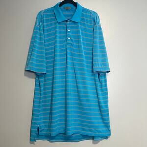 Peter Millar Blue Striped Short Sleeve Performance Polo Shirt XL